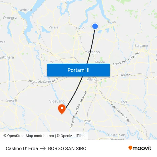 Caslino D' Erba to BORGO SAN SIRO map