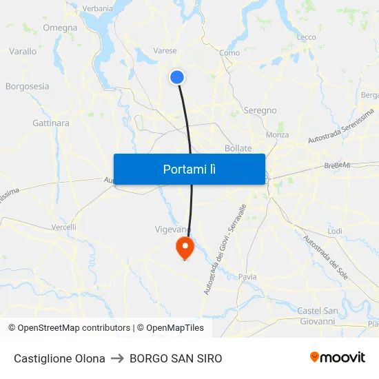 Castiglione Olona to BORGO SAN SIRO map