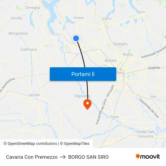 Cavaria Con Premezzo to BORGO SAN SIRO map