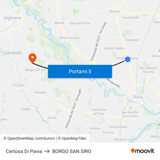 Certosa Di Pavia to BORGO SAN SIRO map