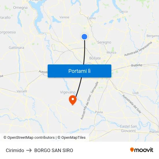 Cirimido to BORGO SAN SIRO map