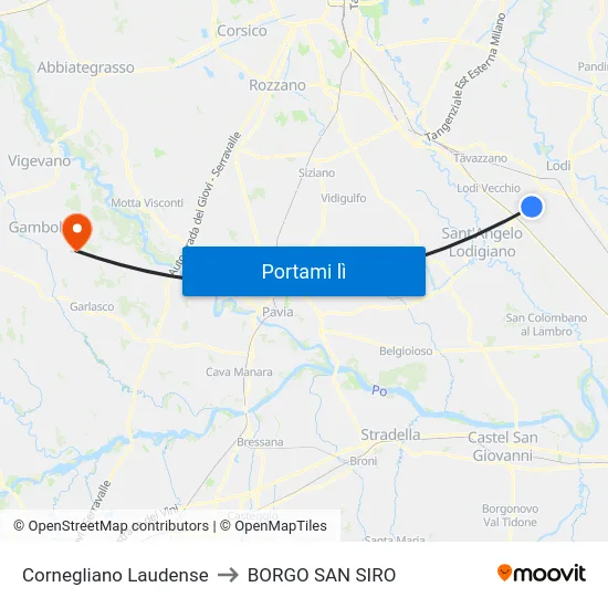 Cornegliano Laudense to BORGO SAN SIRO map