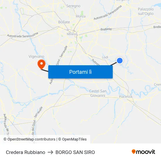 Credera Rubbiano to BORGO SAN SIRO map