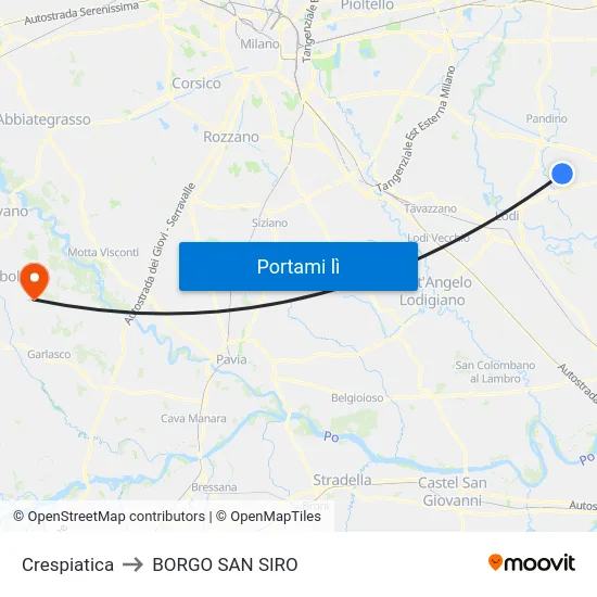 Crespiatica to BORGO SAN SIRO map
