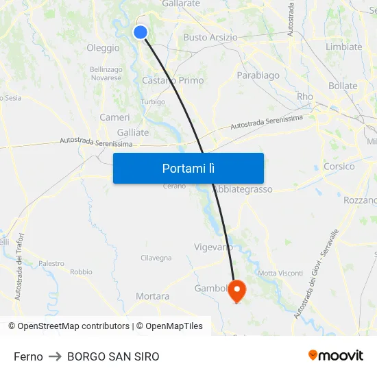 Ferno to BORGO SAN SIRO map