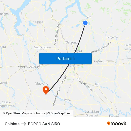 Galbiate to BORGO SAN SIRO map