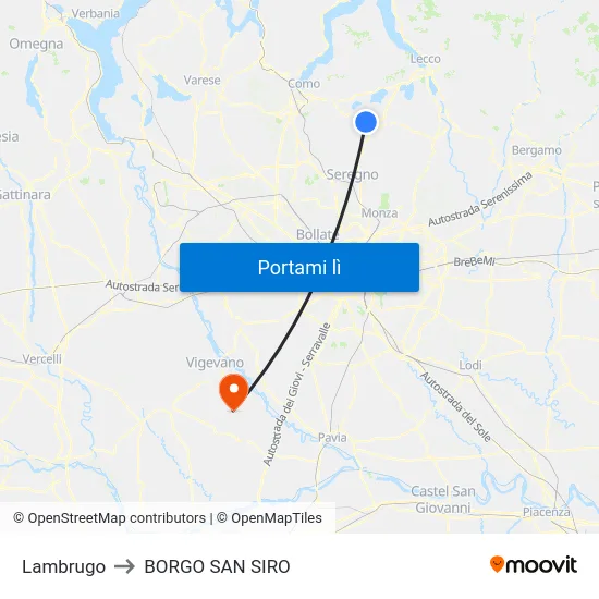 Lambrugo to BORGO SAN SIRO map