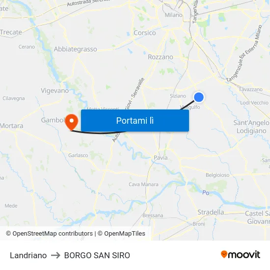Landriano to BORGO SAN SIRO map