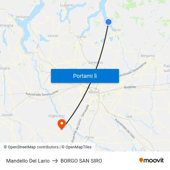 Mandello Del Lario to BORGO SAN SIRO map