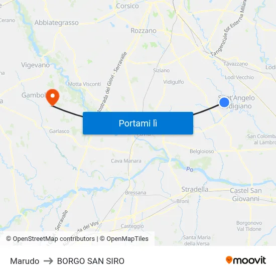 Marudo to BORGO SAN SIRO map