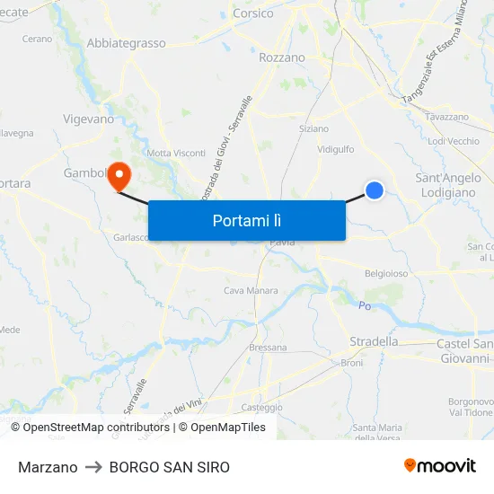 Marzano to BORGO SAN SIRO map