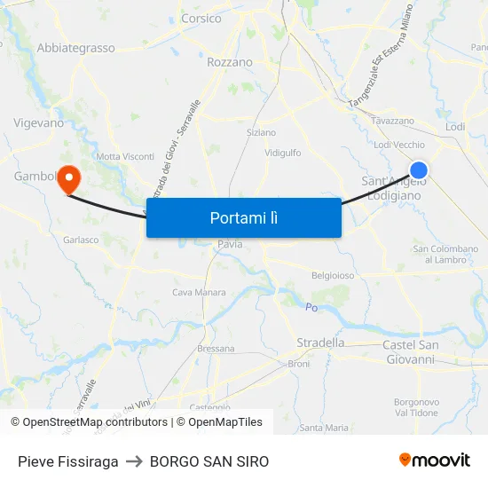 Pieve Fissiraga to BORGO SAN SIRO map