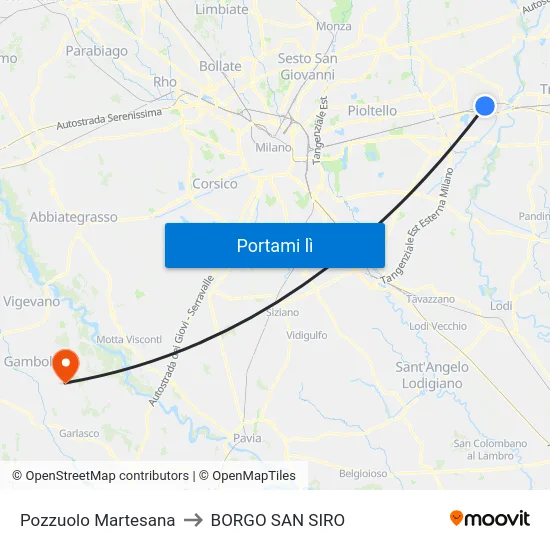 Pozzuolo Martesana to BORGO SAN SIRO map