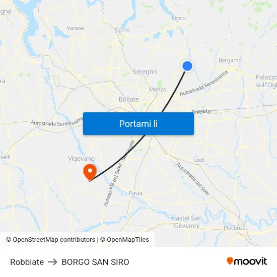 Robbiate to BORGO SAN SIRO map