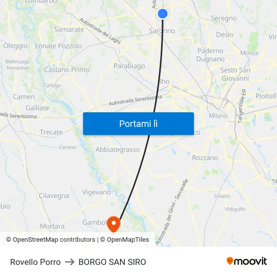 Rovello Porro to BORGO SAN SIRO map