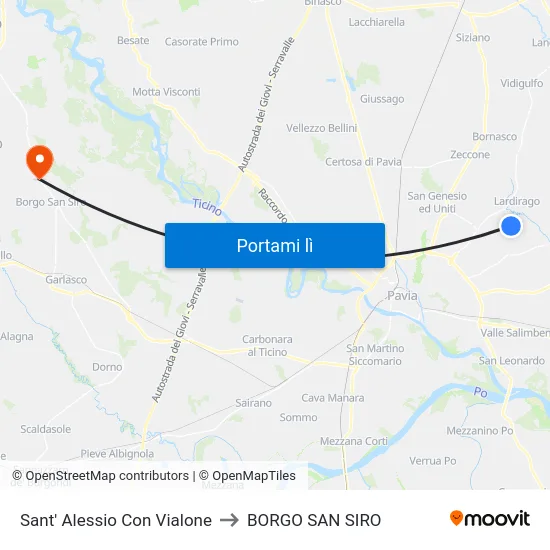 Sant' Alessio Con Vialone to BORGO SAN SIRO map