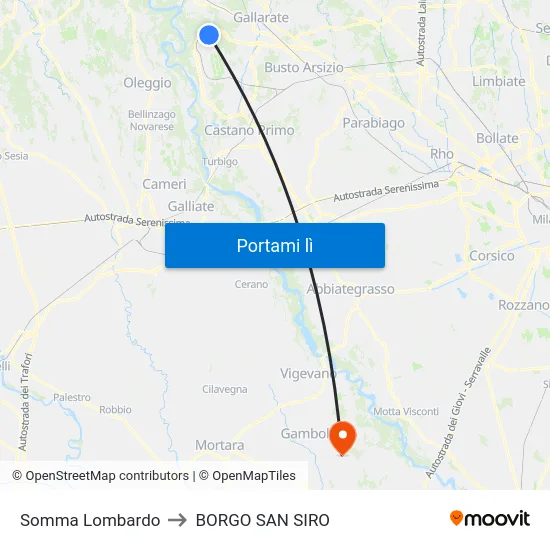 Somma Lombardo to BORGO SAN SIRO map