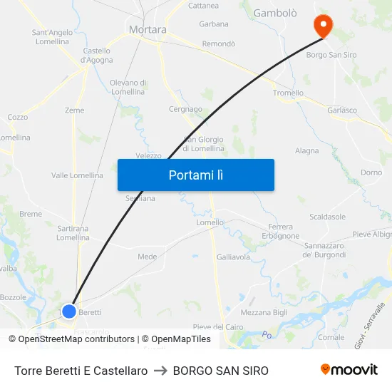 Torre Beretti E Castellaro to BORGO SAN SIRO map
