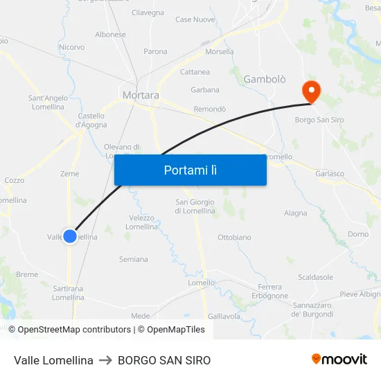 Valle Lomellina to BORGO SAN SIRO map