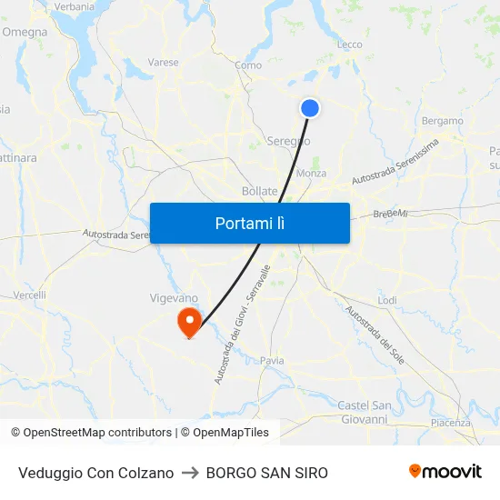Veduggio Con Colzano to BORGO SAN SIRO map