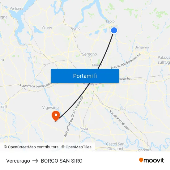 Vercurago to BORGO SAN SIRO map