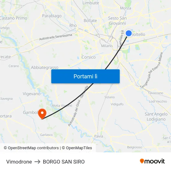 Vimodrone to BORGO SAN SIRO map