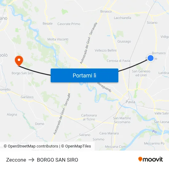 Zeccone to BORGO SAN SIRO map