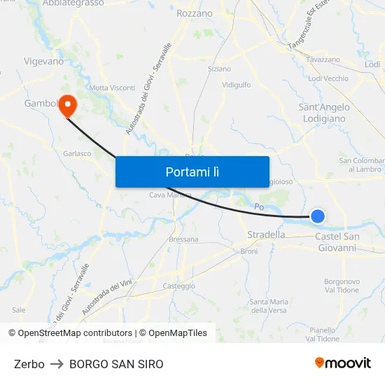 Zerbo to BORGO SAN SIRO map