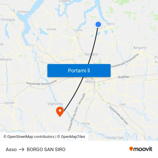 Asso to BORGO SAN SIRO map