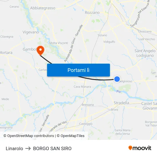 Linarolo to BORGO SAN SIRO map