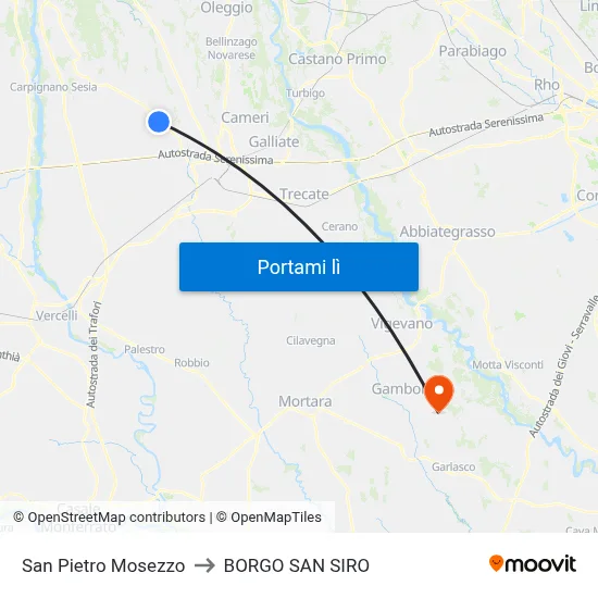 San Pietro Mosezzo to BORGO SAN SIRO map