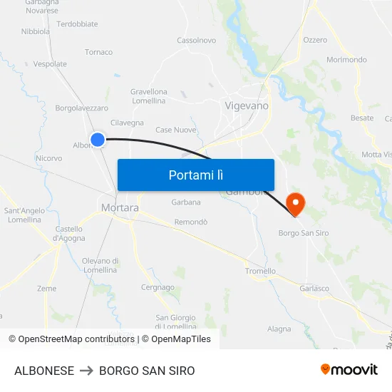 ALBONESE to BORGO SAN SIRO map