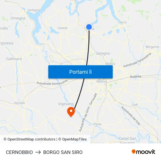 CERNOBBIO to BORGO SAN SIRO map