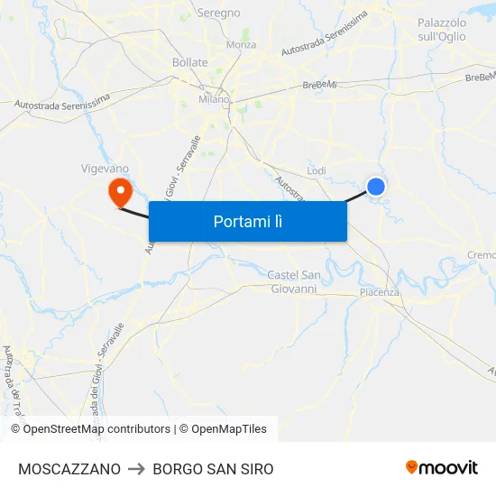 MOSCAZZANO to BORGO SAN SIRO map