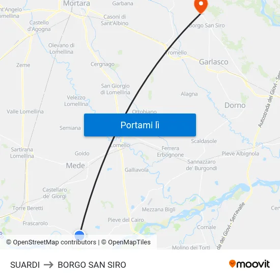 SUARDI to BORGO SAN SIRO map