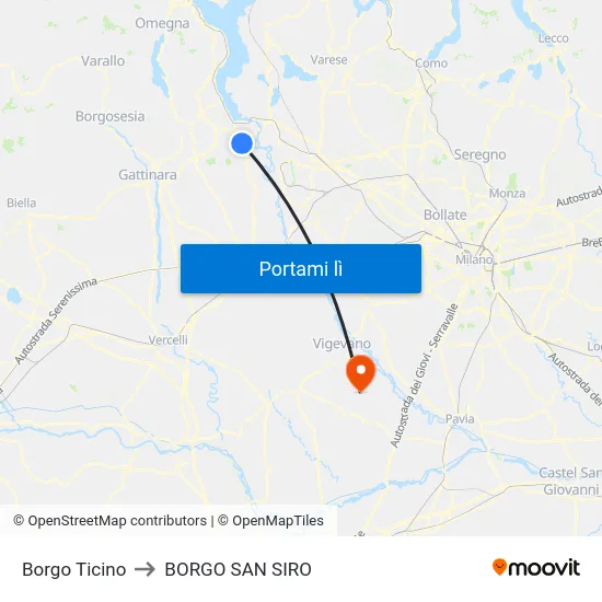 Borgo Ticino to BORGO SAN SIRO map