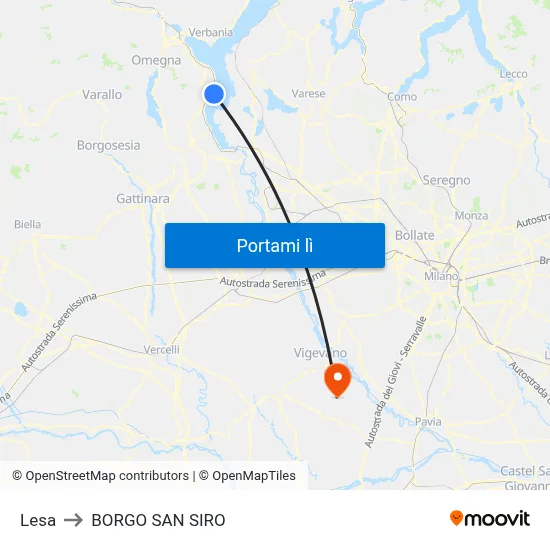 Lesa to BORGO SAN SIRO map