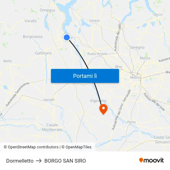 Dormelletto to BORGO SAN SIRO map