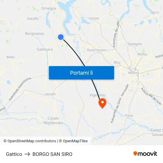 Gattico to BORGO SAN SIRO map