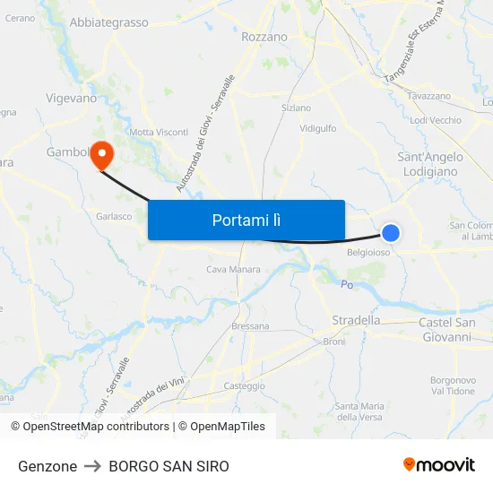 Genzone to BORGO SAN SIRO map