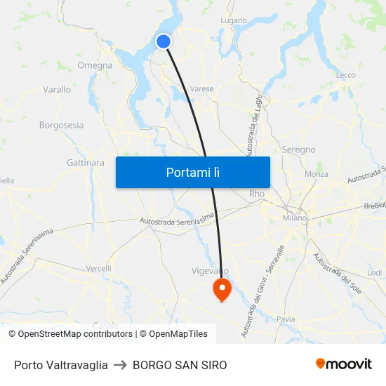 Porto Valtravaglia to BORGO SAN SIRO map