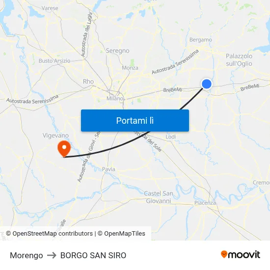 Morengo to BORGO SAN SIRO map