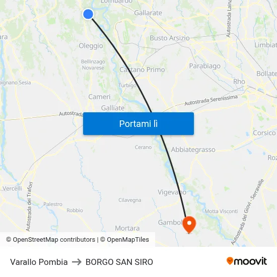 Varallo Pombia to BORGO SAN SIRO map