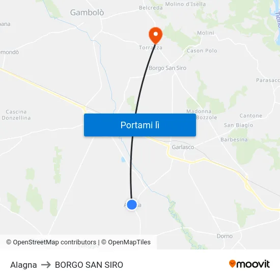 Alagna to BORGO SAN SIRO map