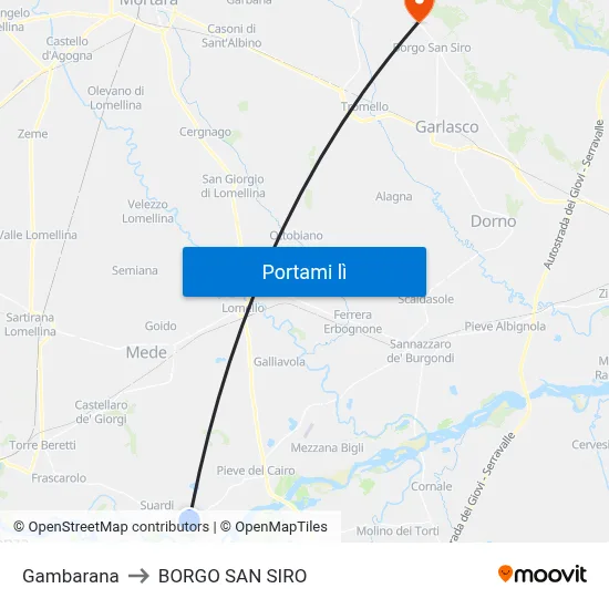 Gambarana to BORGO SAN SIRO map