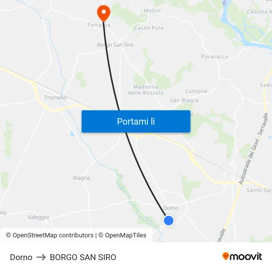 Dorno to BORGO SAN SIRO map