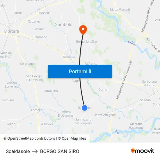 Scaldasole to BORGO SAN SIRO map
