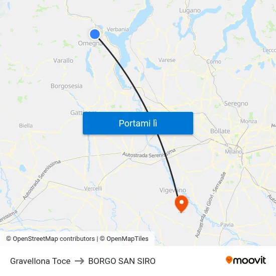Gravellona Toce to BORGO SAN SIRO map