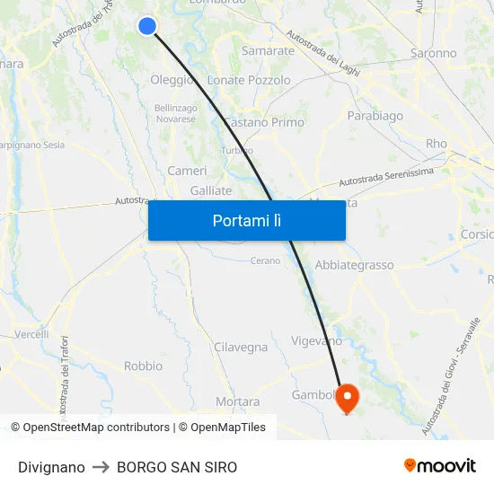 Divignano to BORGO SAN SIRO map