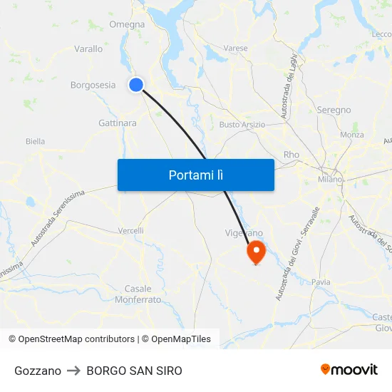 Gozzano to BORGO SAN SIRO map